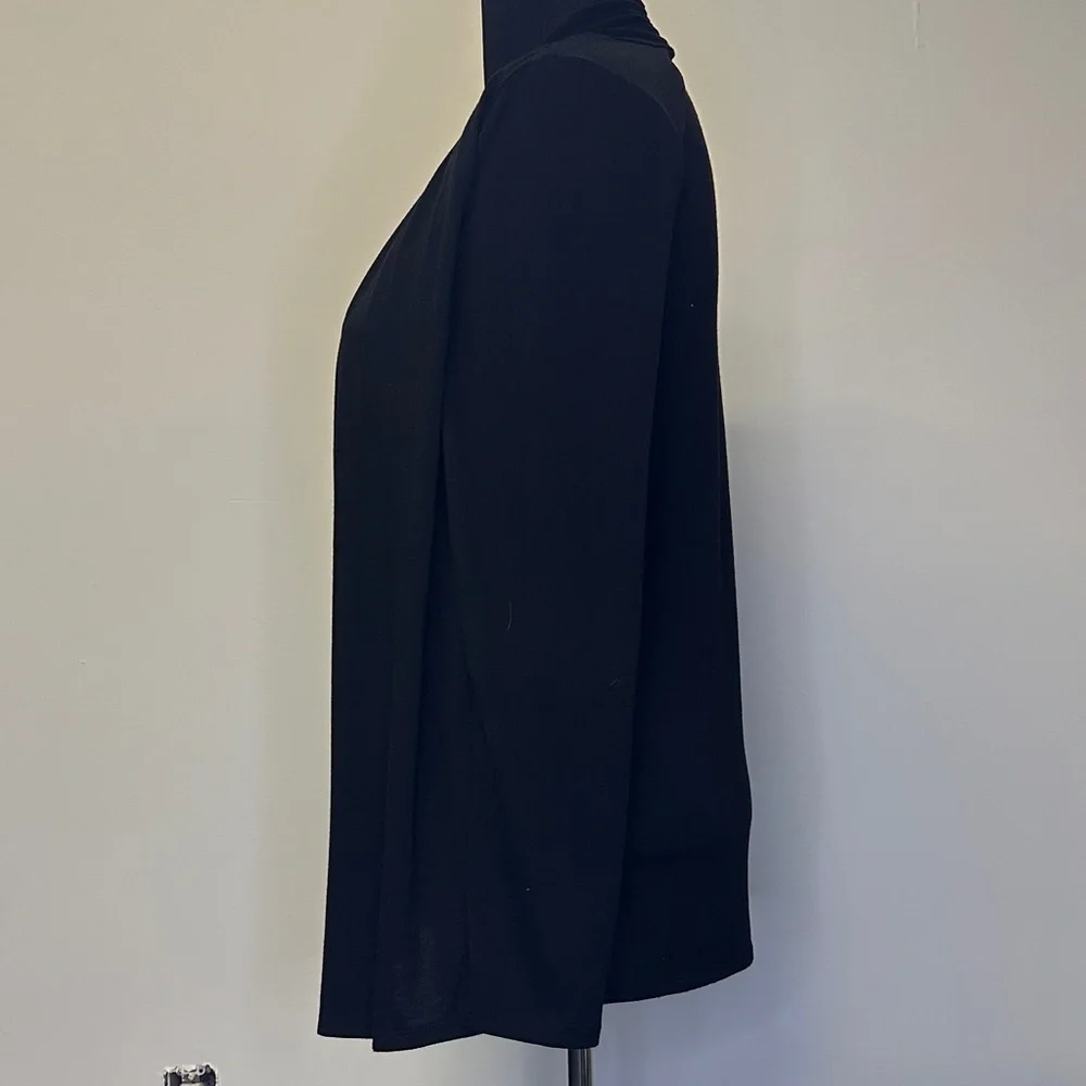 AB Studio Black Open-Front Cardigan with Pink Geometric Shell